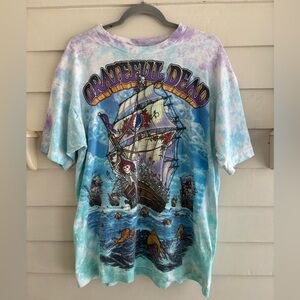 1993 Liquid Blue Grateful Dead Ship of Fools Tie-Dye Cotton Tee Shirt Size XL